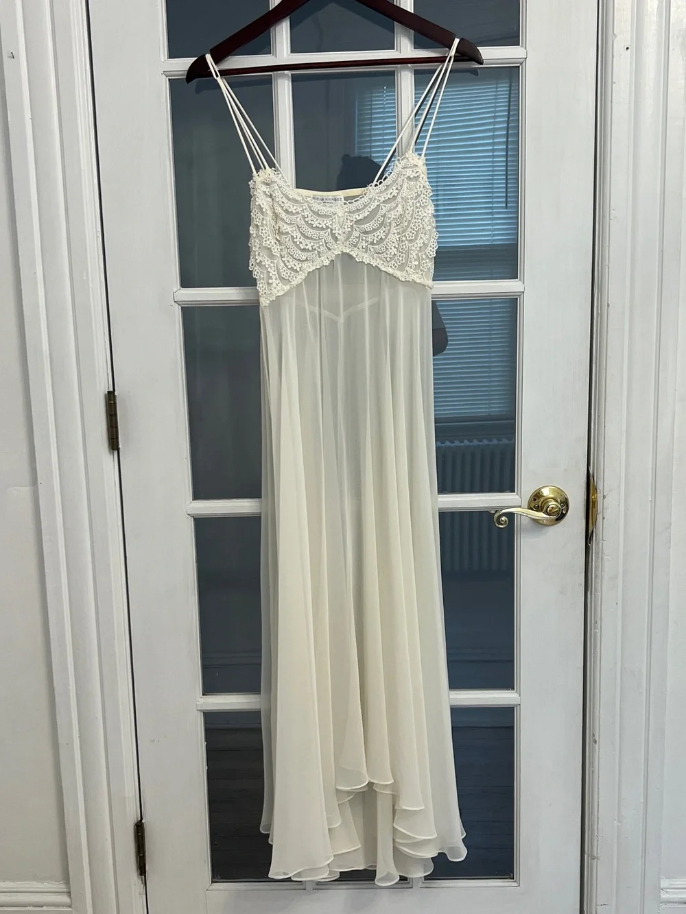 FLORA NIKROOZ Vintage Women’s Ivory Sheer Long Romantic Lingerie Set Size S - Picture 2 of 6